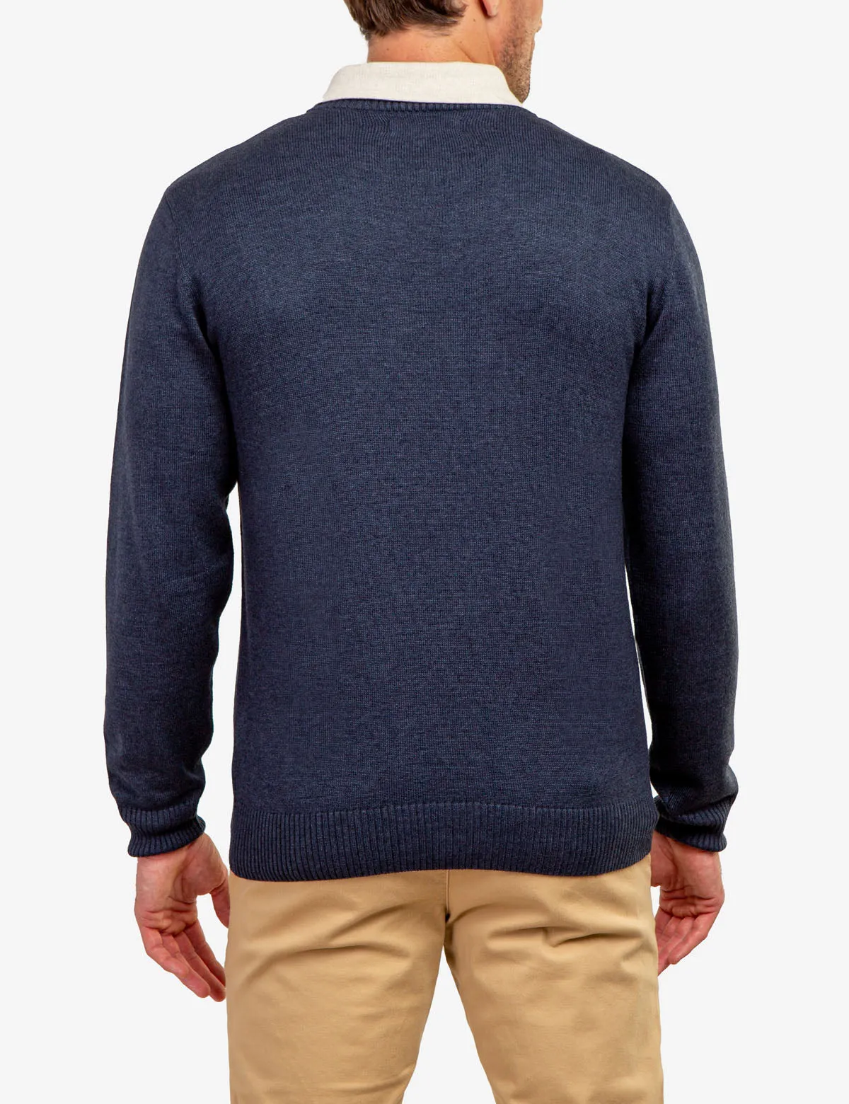 CHEST STRIPE CREW NECK SWEATER