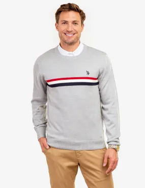 CHEST STRIPE CREW NECK SWEATER