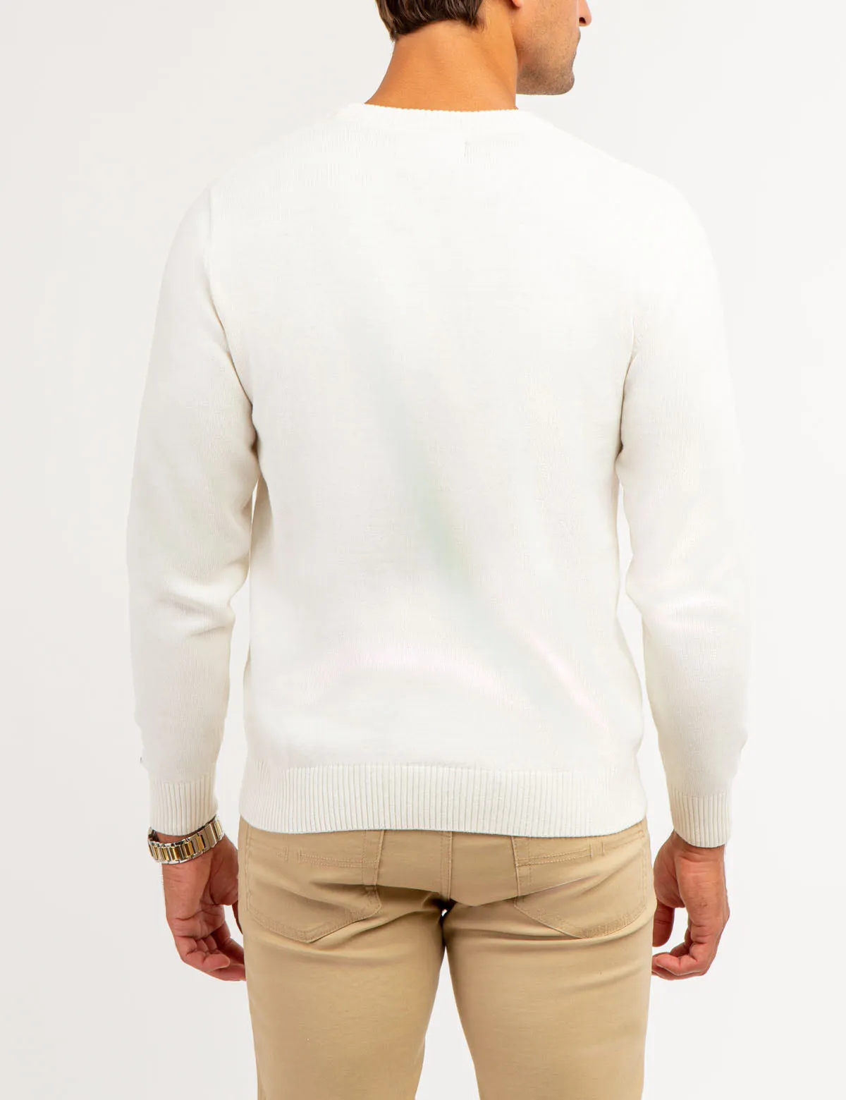 CHEST STRIPE CREW NECK SWEATER