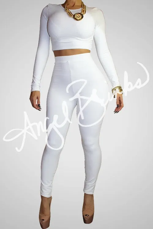 Classic High Waisted Leggings Set (White)