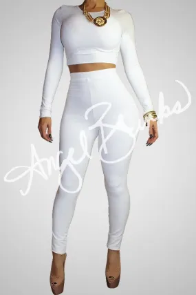 Classic High Waisted Leggings Set (White)