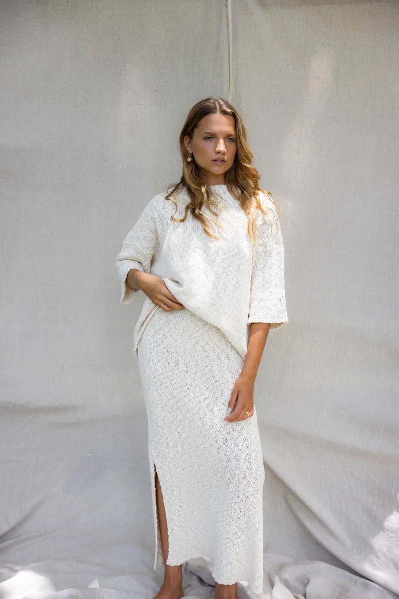 CLOUD KNIT SKIRT - OFF WHITE