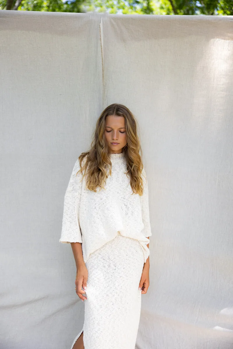 CLOUD KNIT SKIRT - OFF WHITE