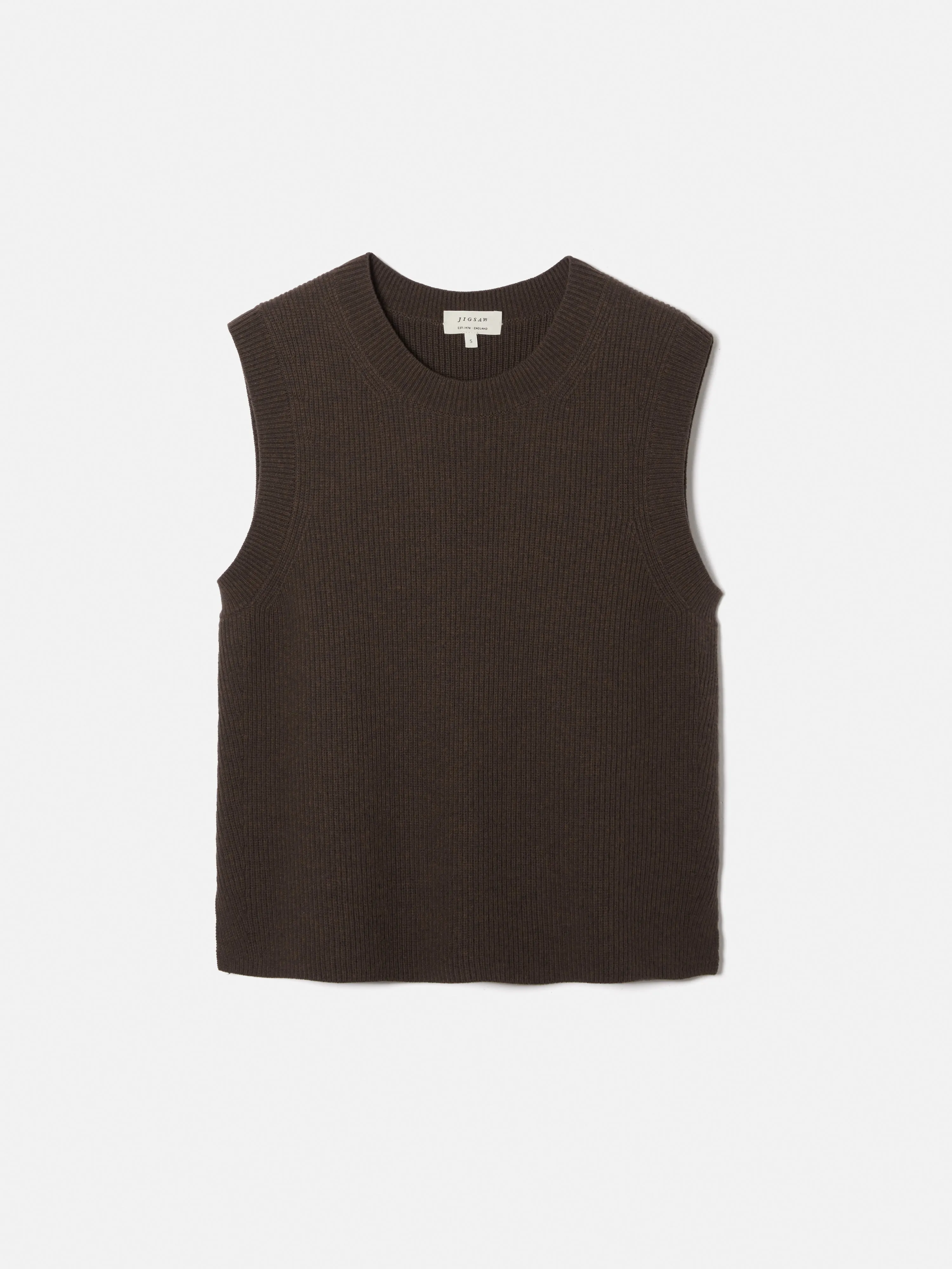 Cotton Blend Crew Tank | Brown