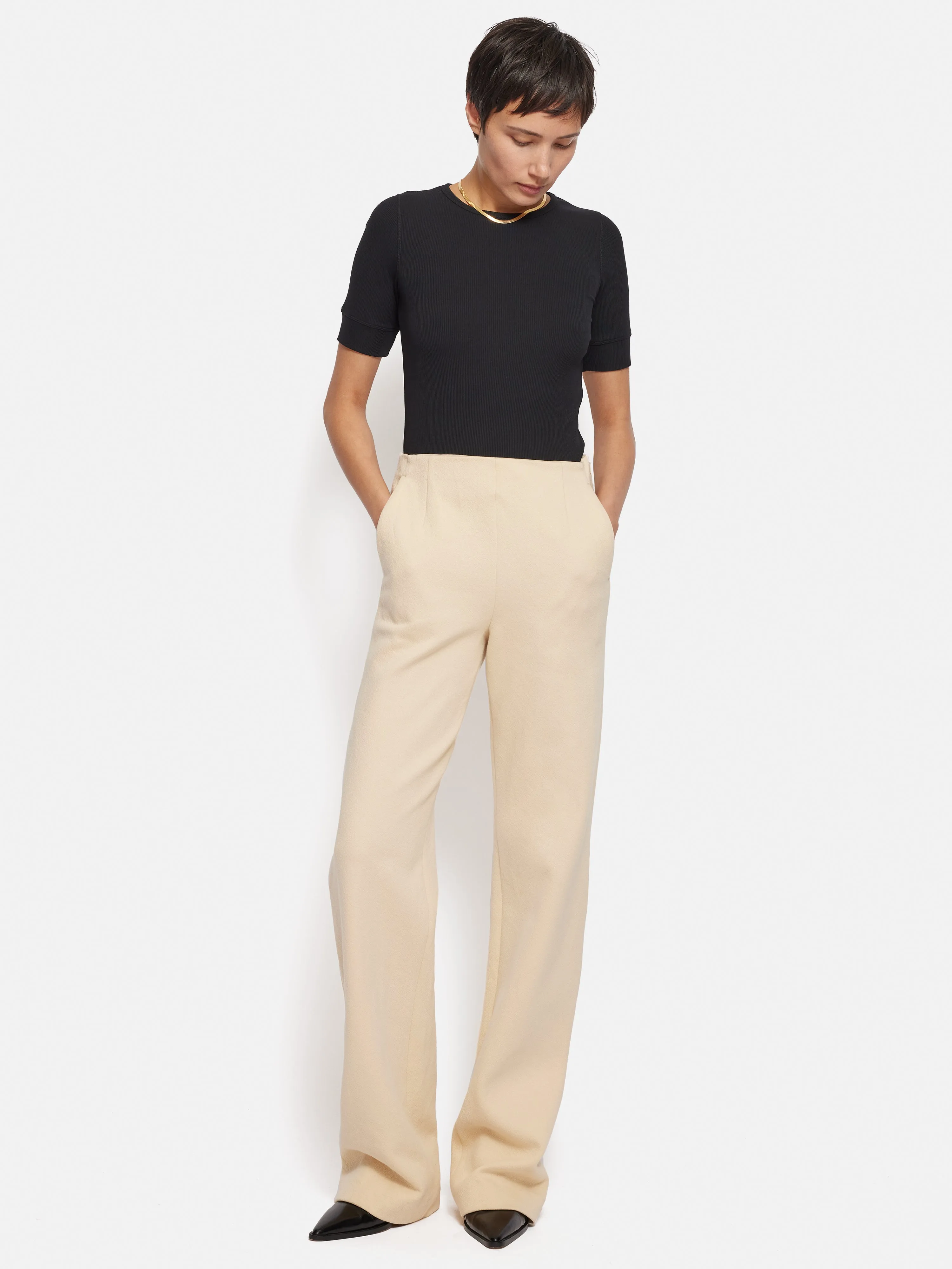 Crepe Ponte Jersey Blake Trouser | Cream