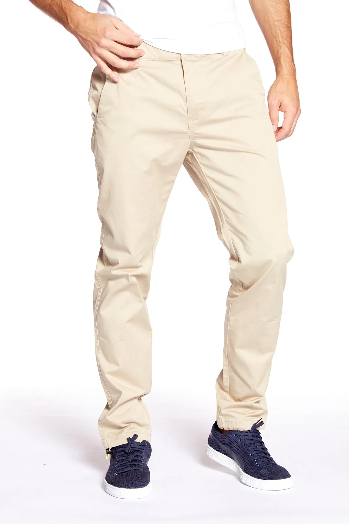 ELTON -  Slim Fit Chinos (Convertible Joggers) - Tan