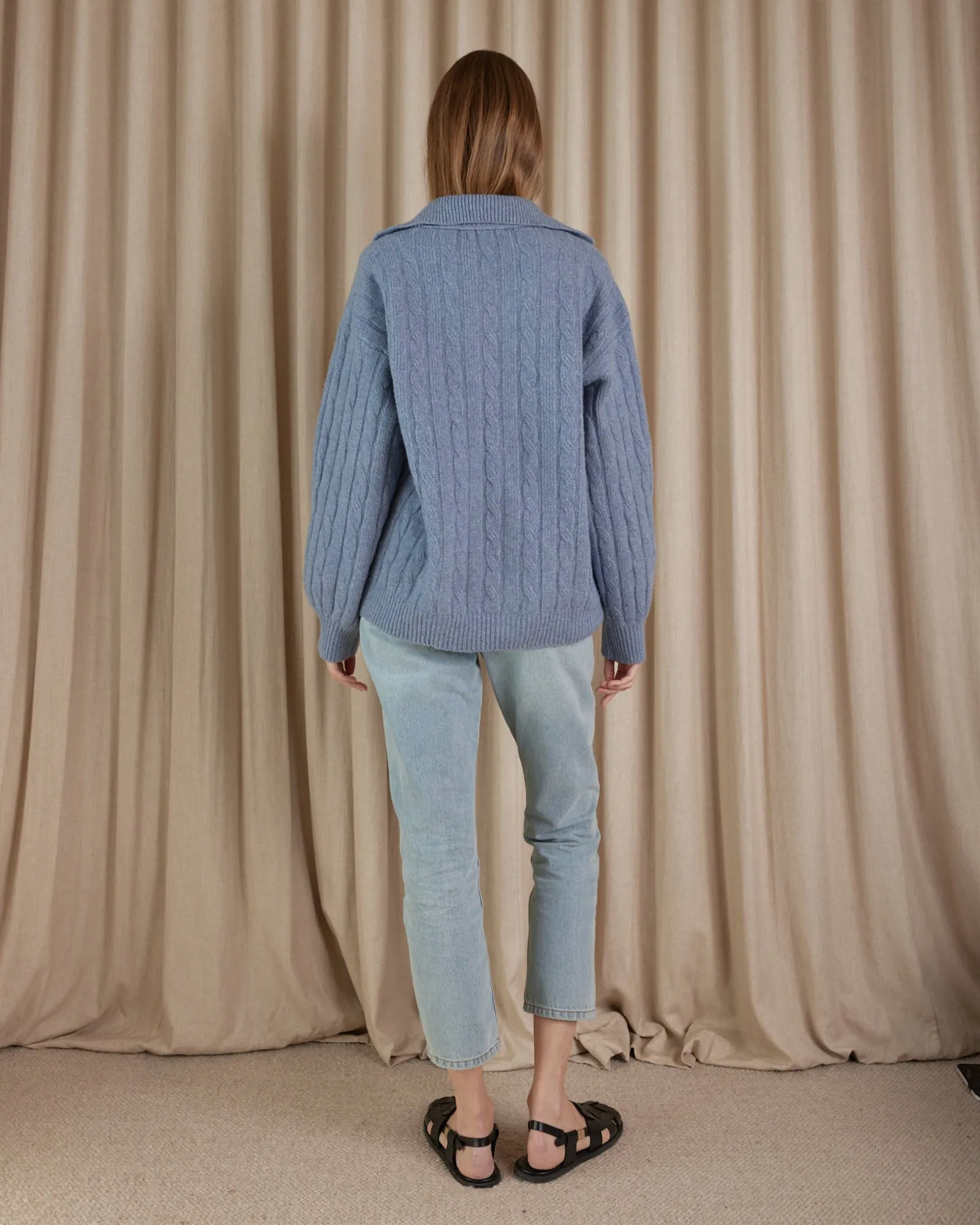 Etienne Cable Knit Jumper - Denim