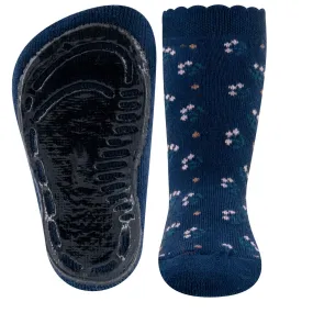 Ewers Navy Flower Anti Slip Socks (4-6y)