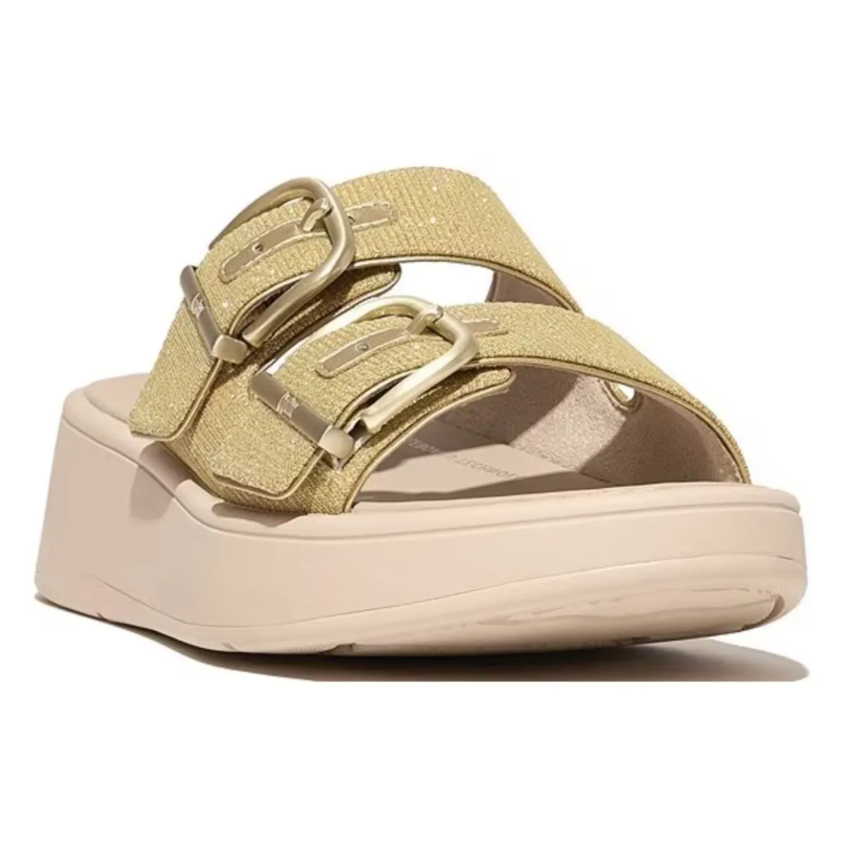 FitFlop Women's F-Mode Buckle Shimmer Platino