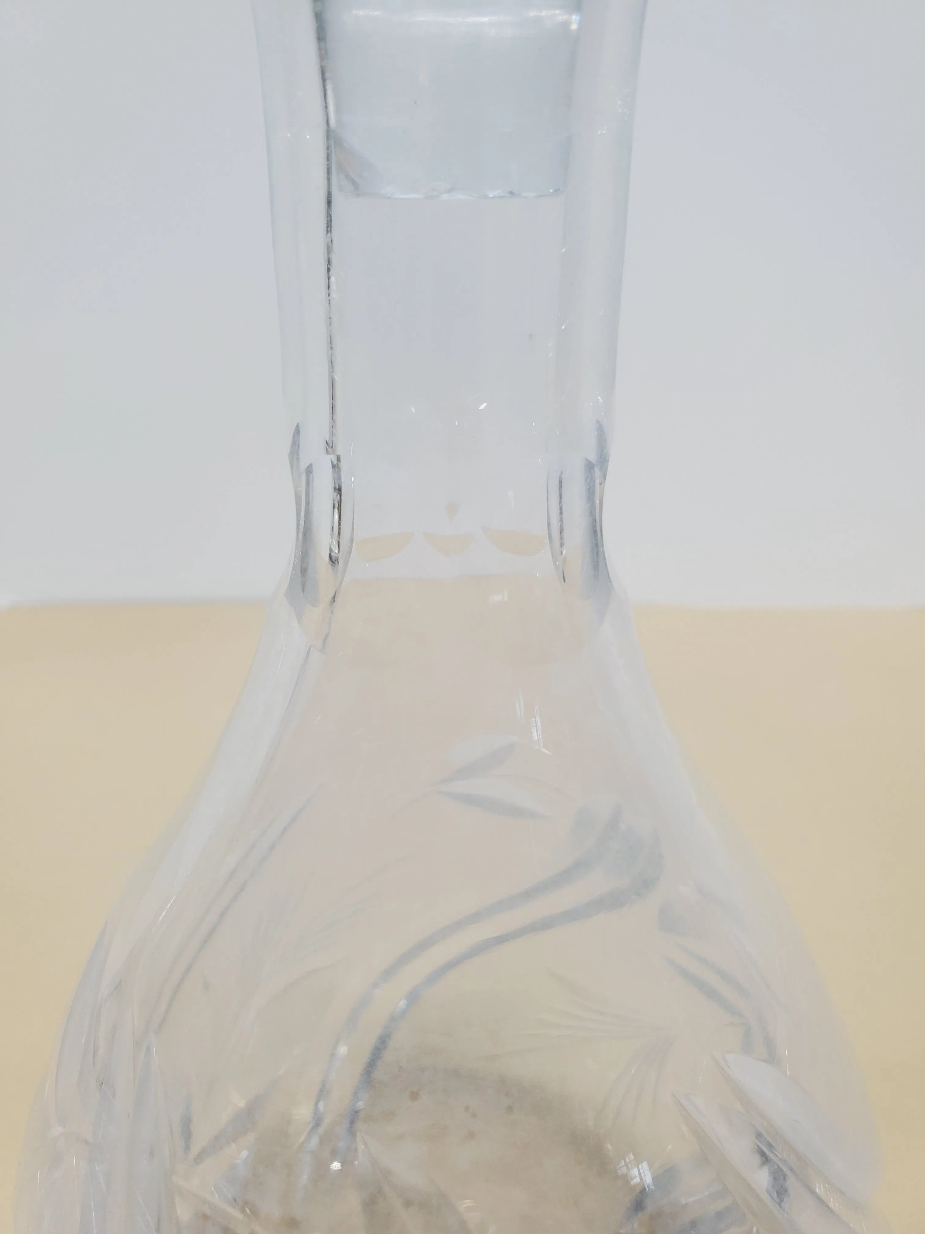 Floral Cut Clear Glass Decanter