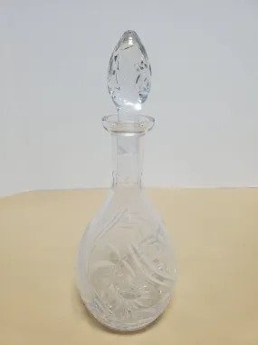 Floral Cut Clear Glass Decanter