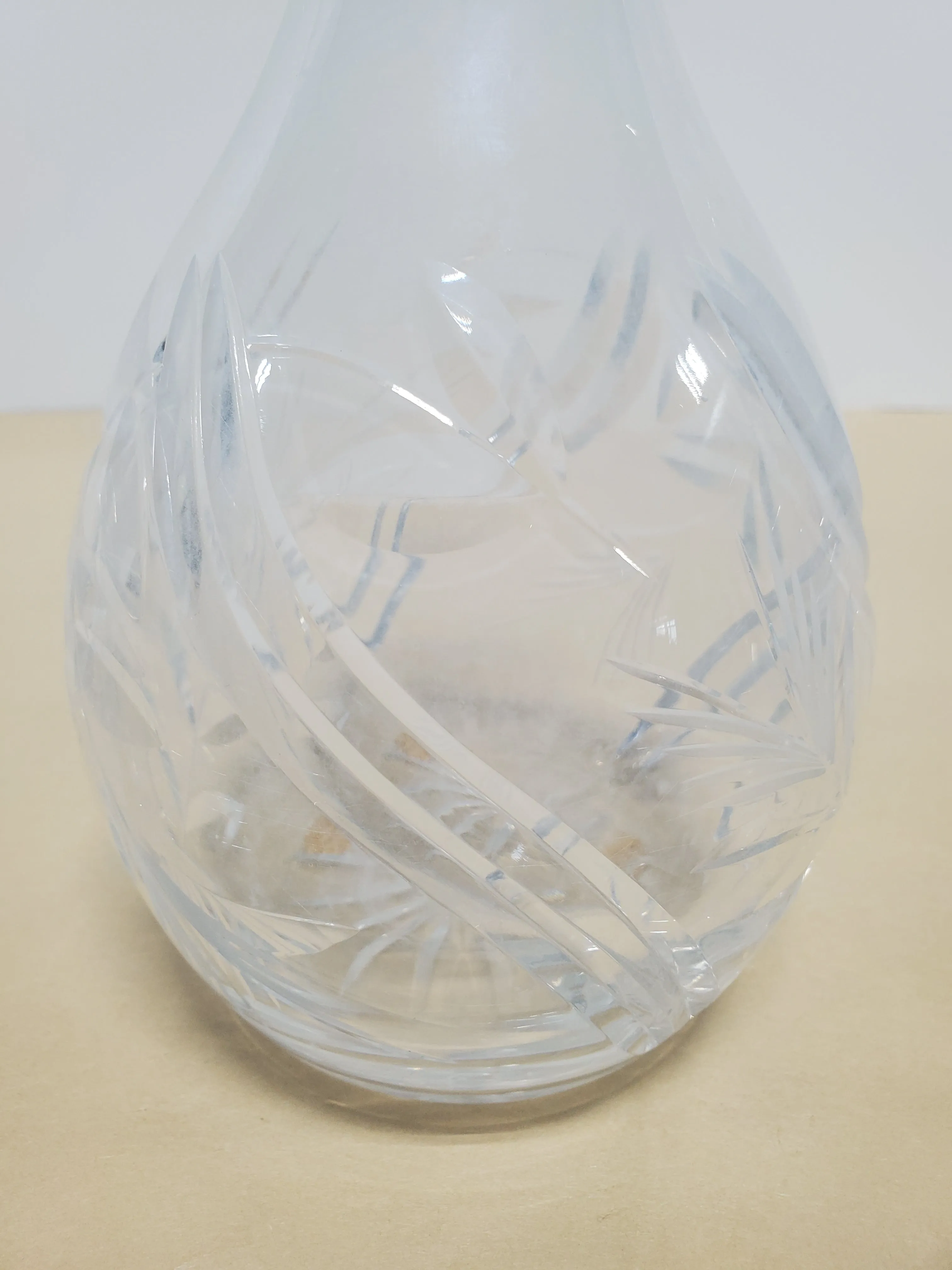 Floral Cut Clear Glass Decanter