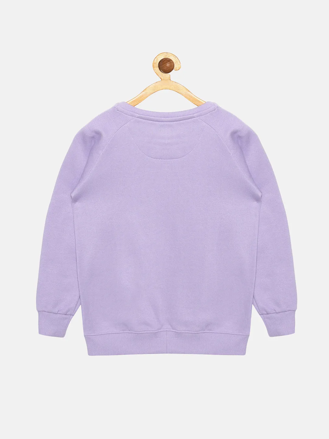 Girls Chest Print Round Neck Sweatshirt