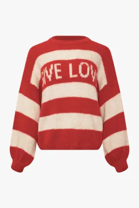 Give Love Striped Knit in Red and Ivory (One Size)