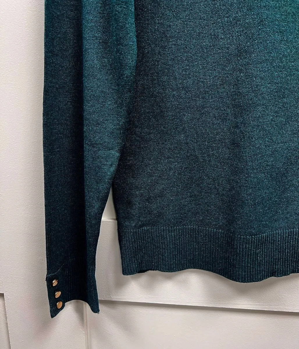 Green Roll Neck Fine Knit Jumper