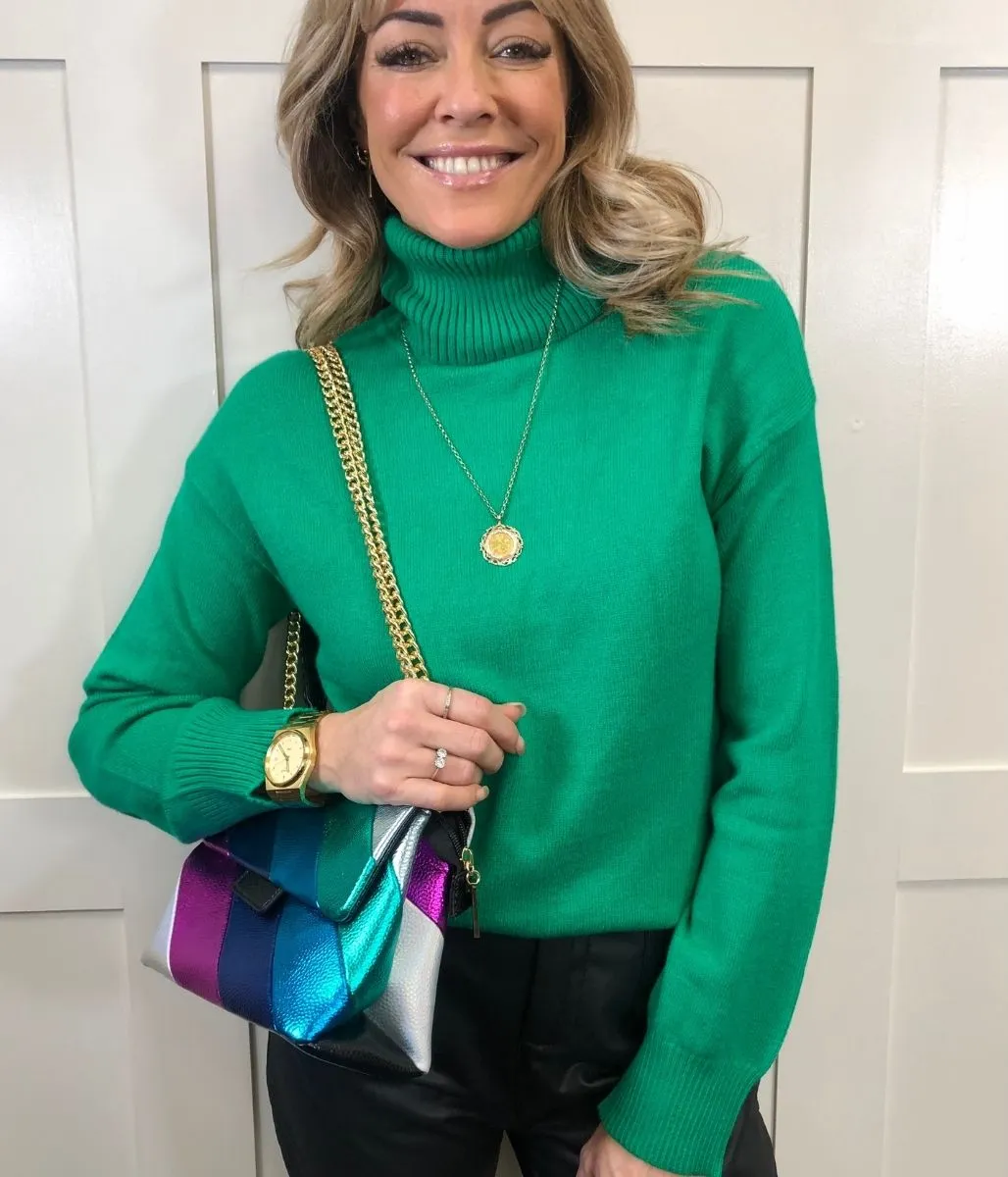 Green Soft Roll Neck Jumper