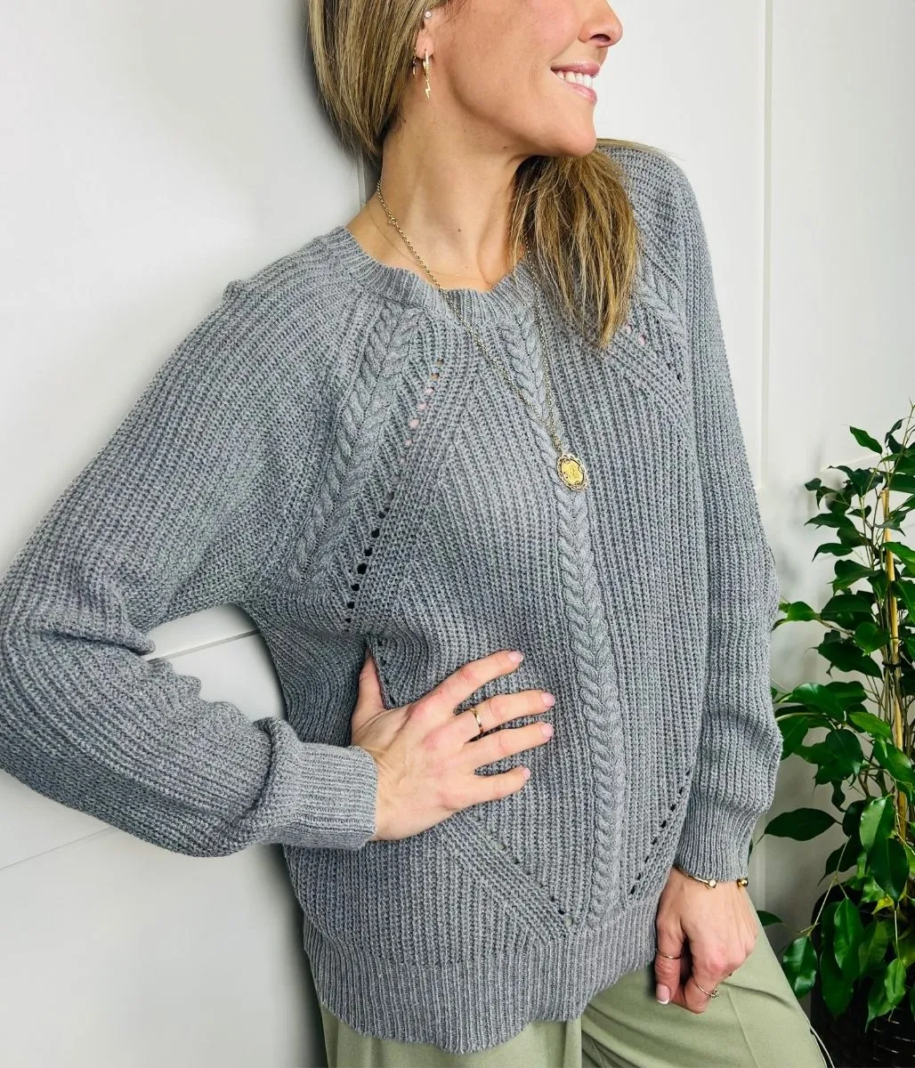 Grey Fisherman Style Jumper