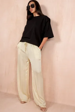 Harlee Cream Satin Trousers