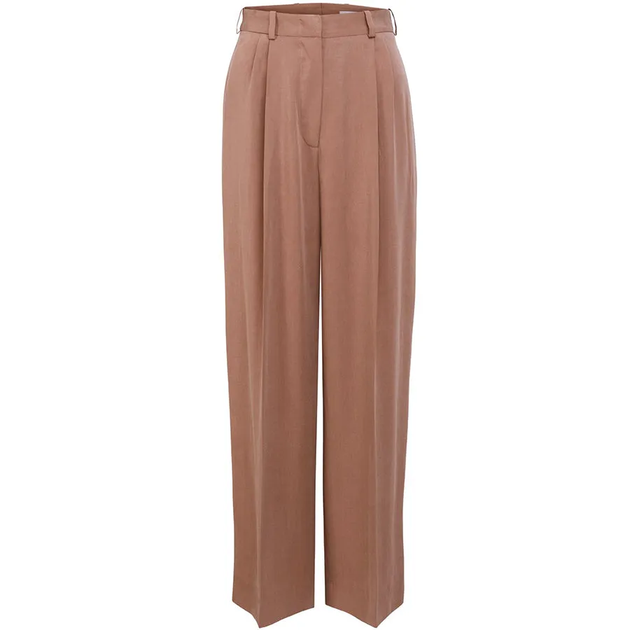 HIGH WAISTED TENCEL PANTS IN DARK ROSE