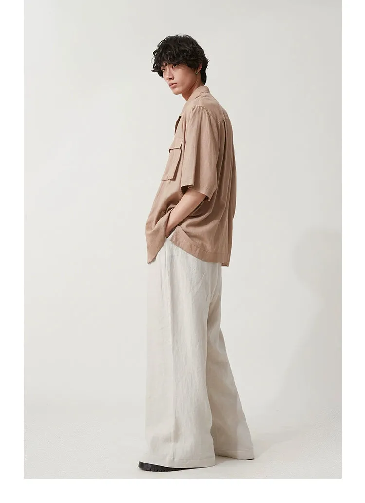 High-Waisted Wide-Leg Linen Trousers