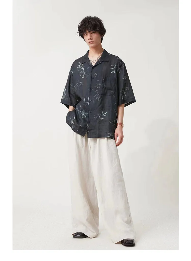 High-Waisted Wide-Leg Linen Trousers