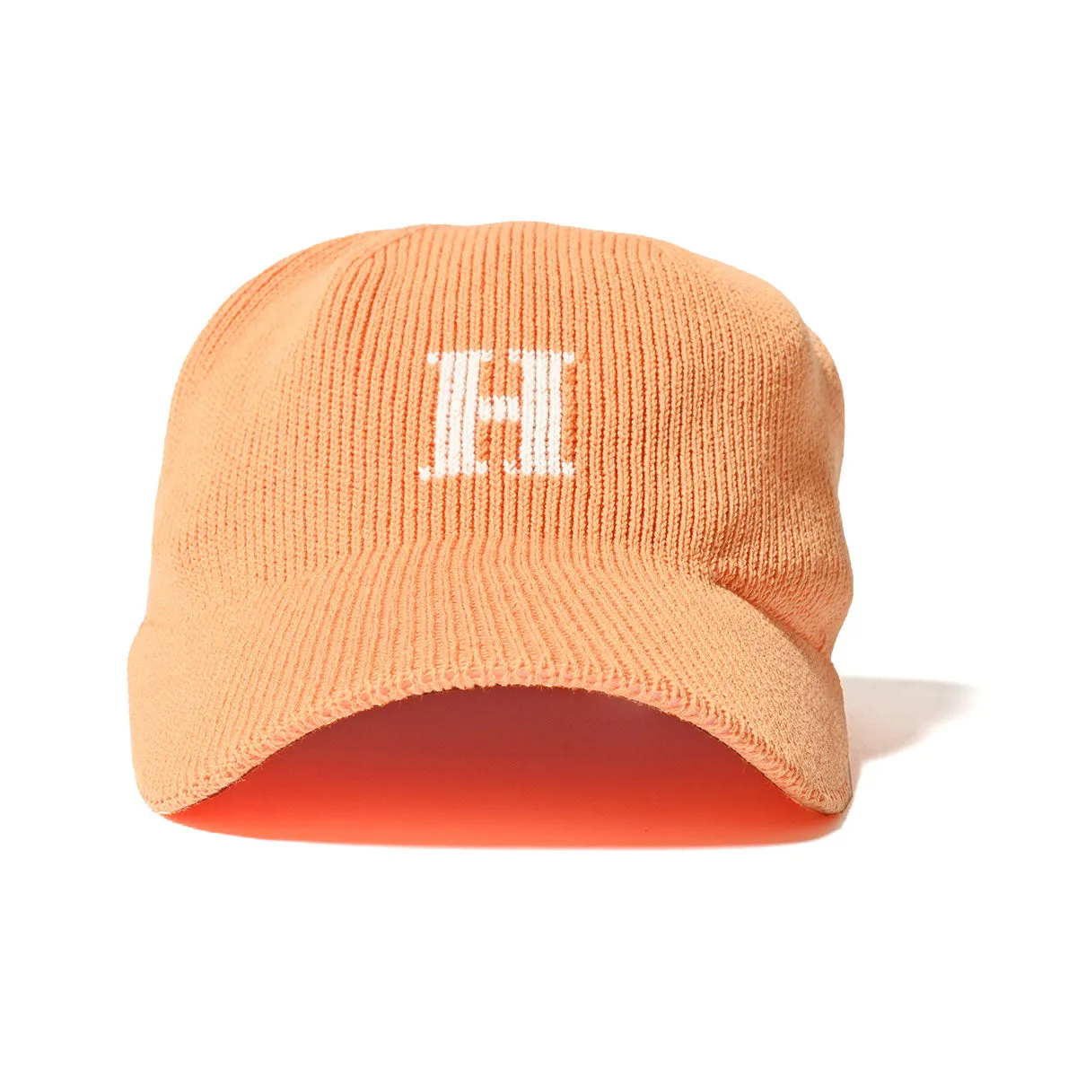 **Stylish Light Orange Cotton Knit Baseball Cap with H Logo - HOMEGAME [HG241414]**