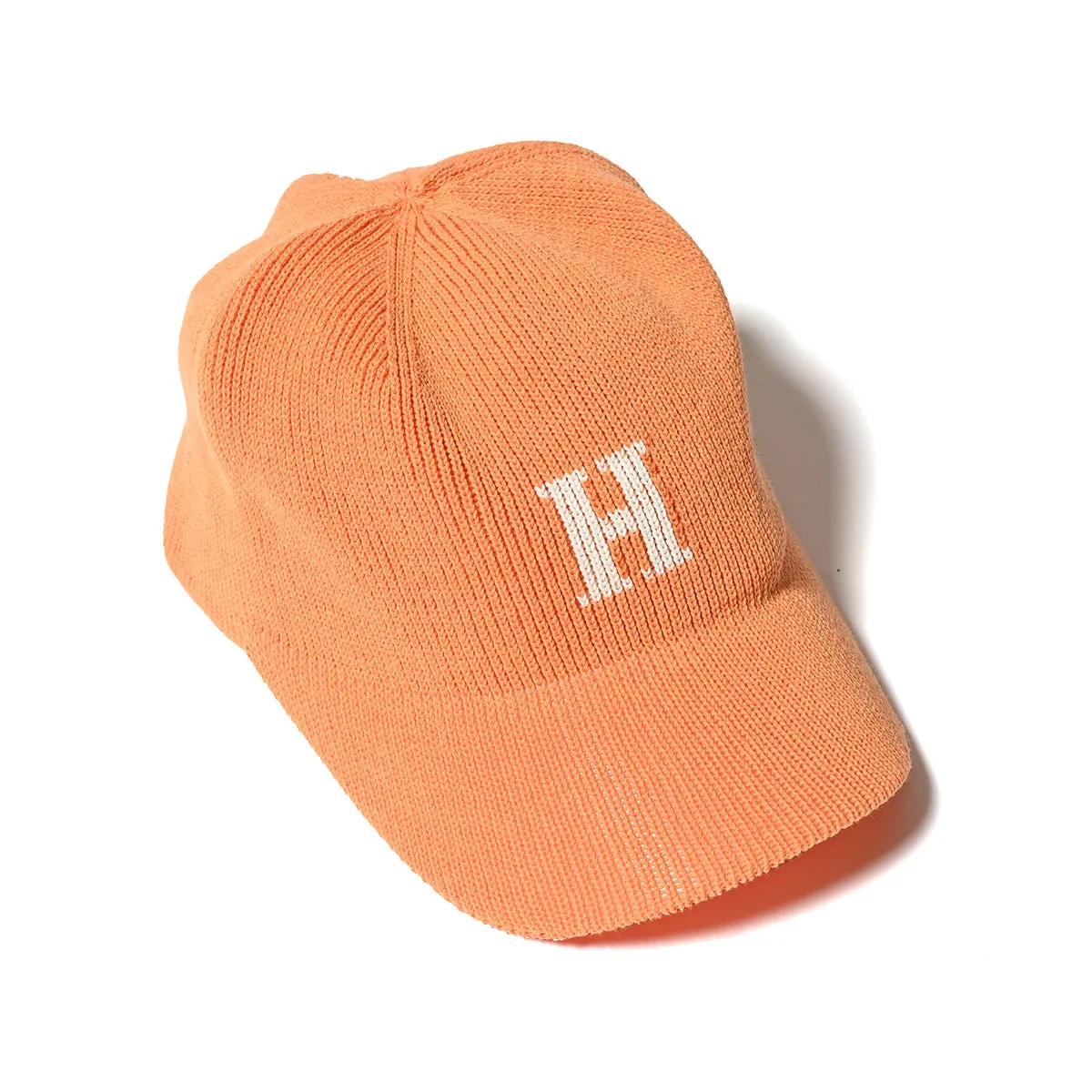 **Stylish Light Orange Cotton Knit Baseball Cap with H Logo - HOMEGAME [HG241414]**