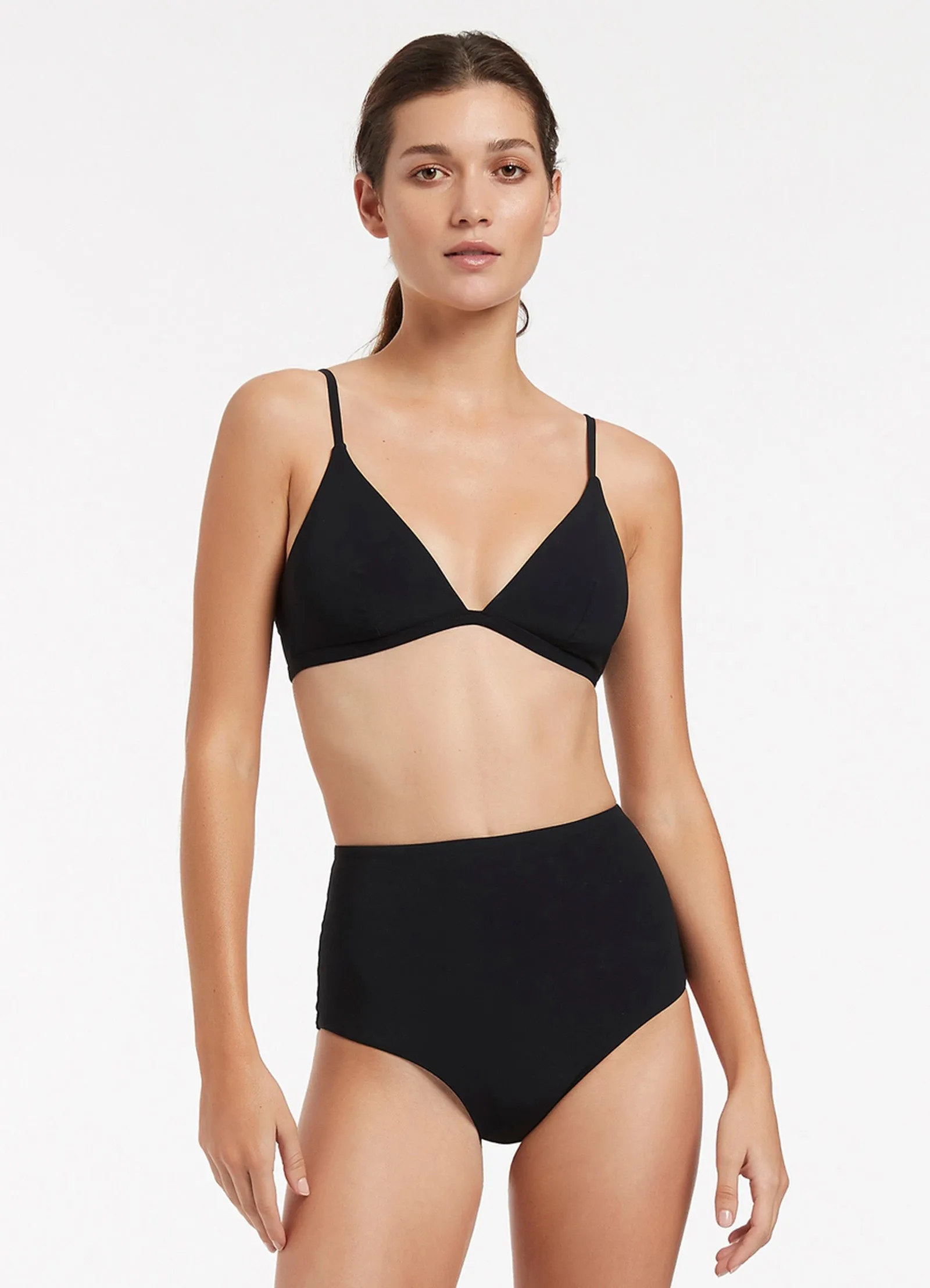 Jetset High Waisted Bikini Bottom - Black