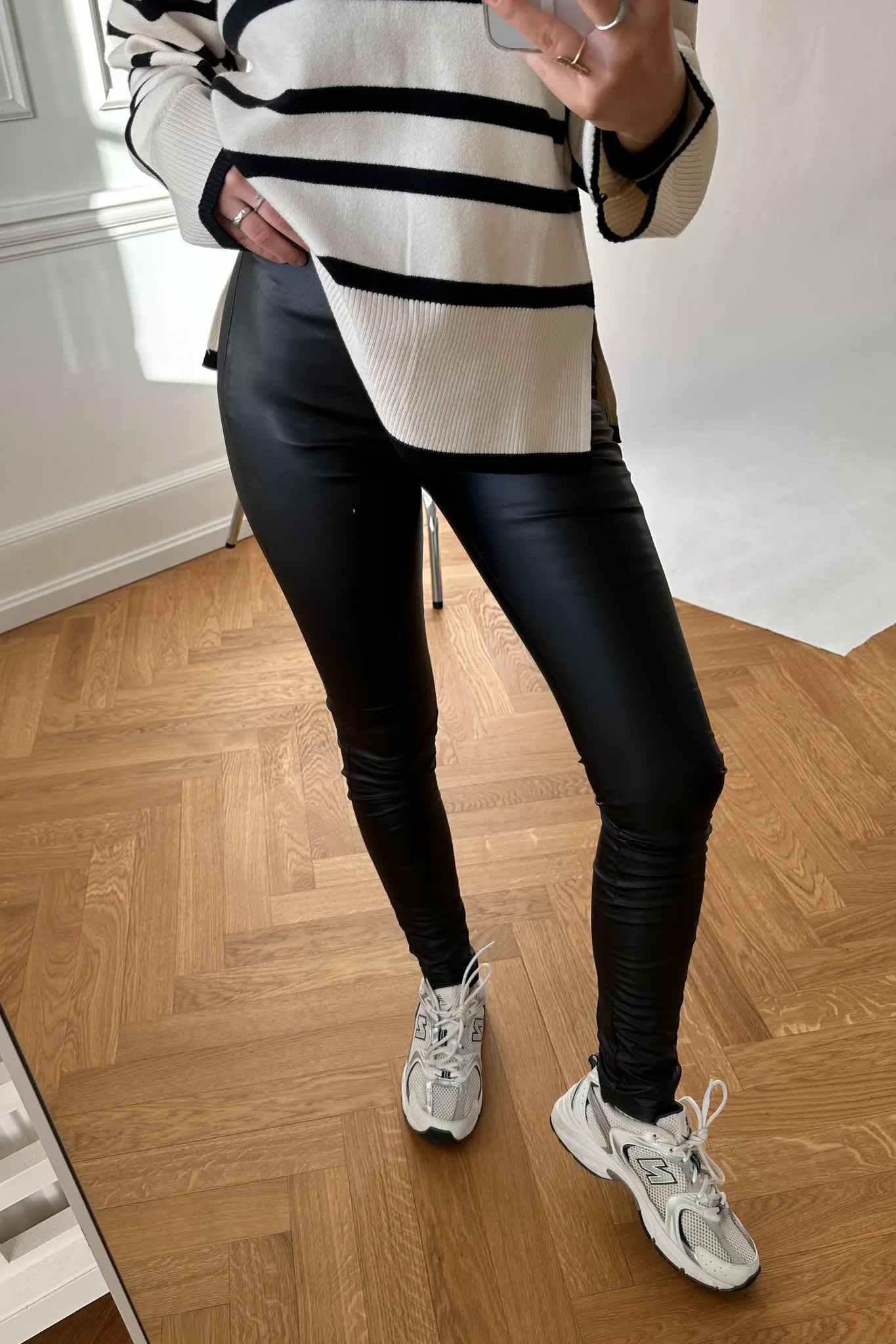 JXMegan Imiteret Skind Leggings - Sort