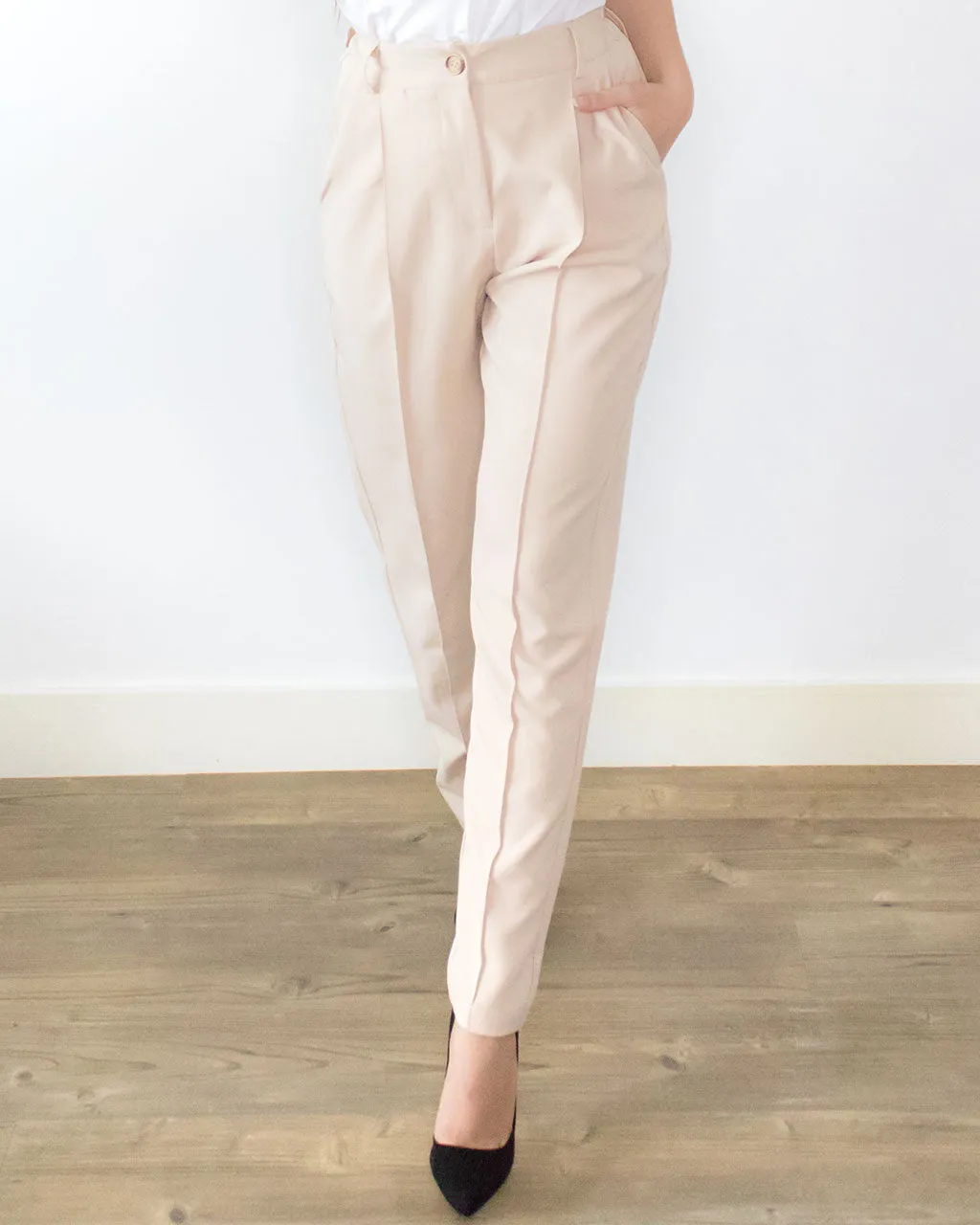 Kara Beige Slim Leg Trousers