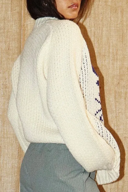 lobster sweater - cream/blue