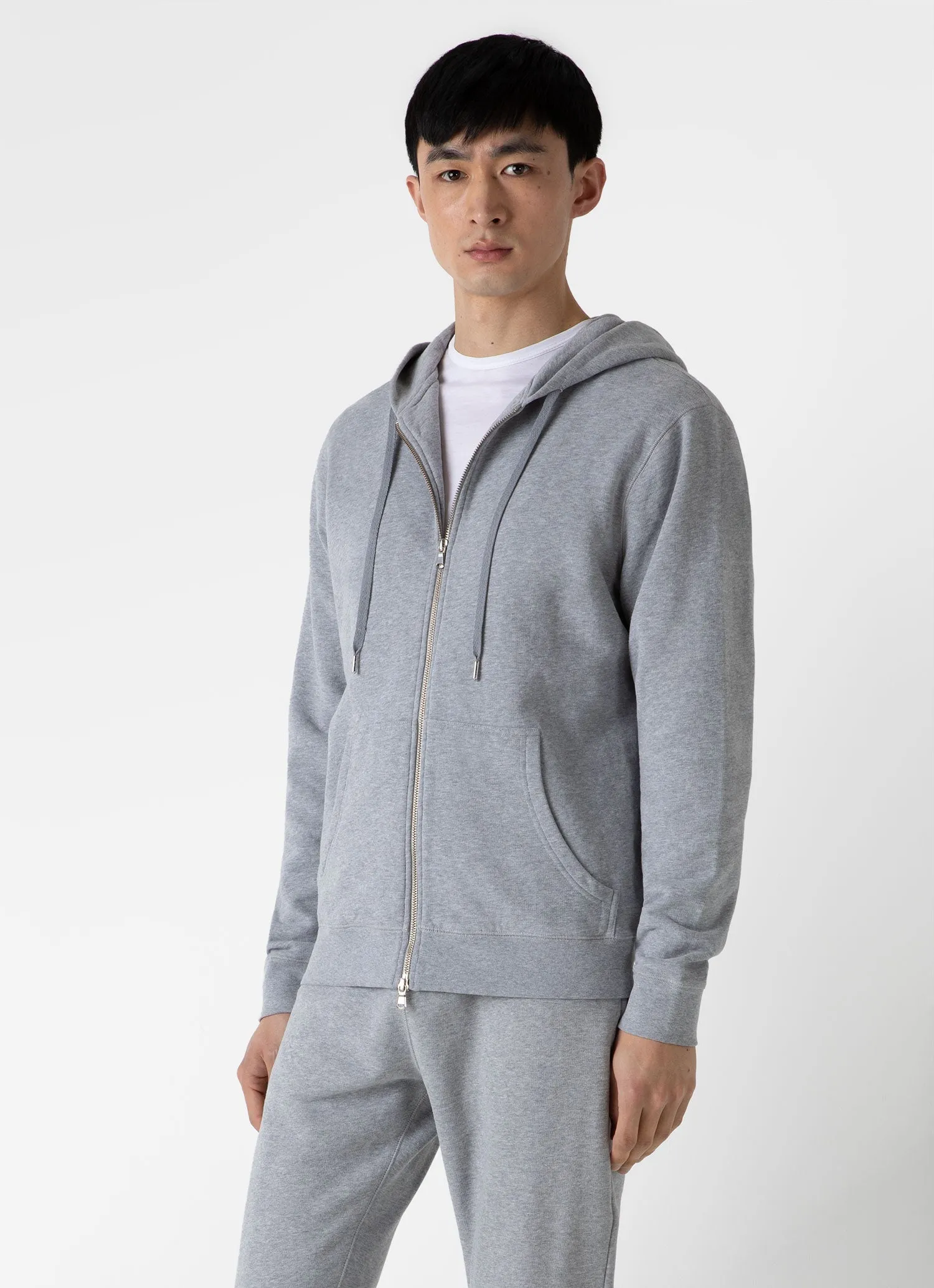 Men's Loopback Zip Hoodie in Grey Melange