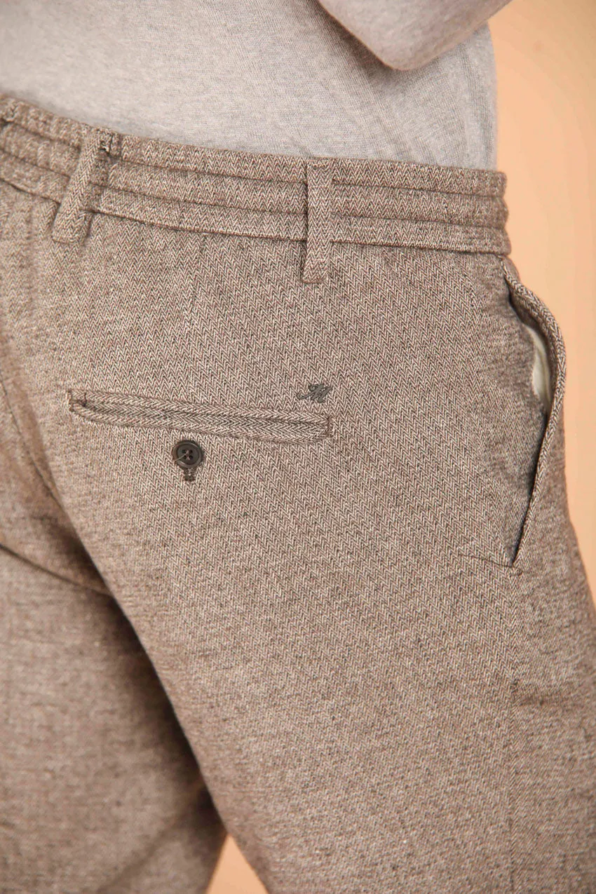 Milano Jogger pantalone chino uomo in cotone effetto lana con micro pattern resca extra slim fit