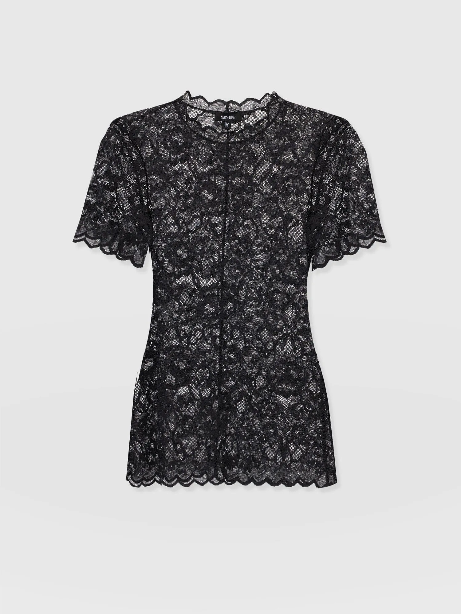 Miranda Lace Short Sleeve Tee - Black