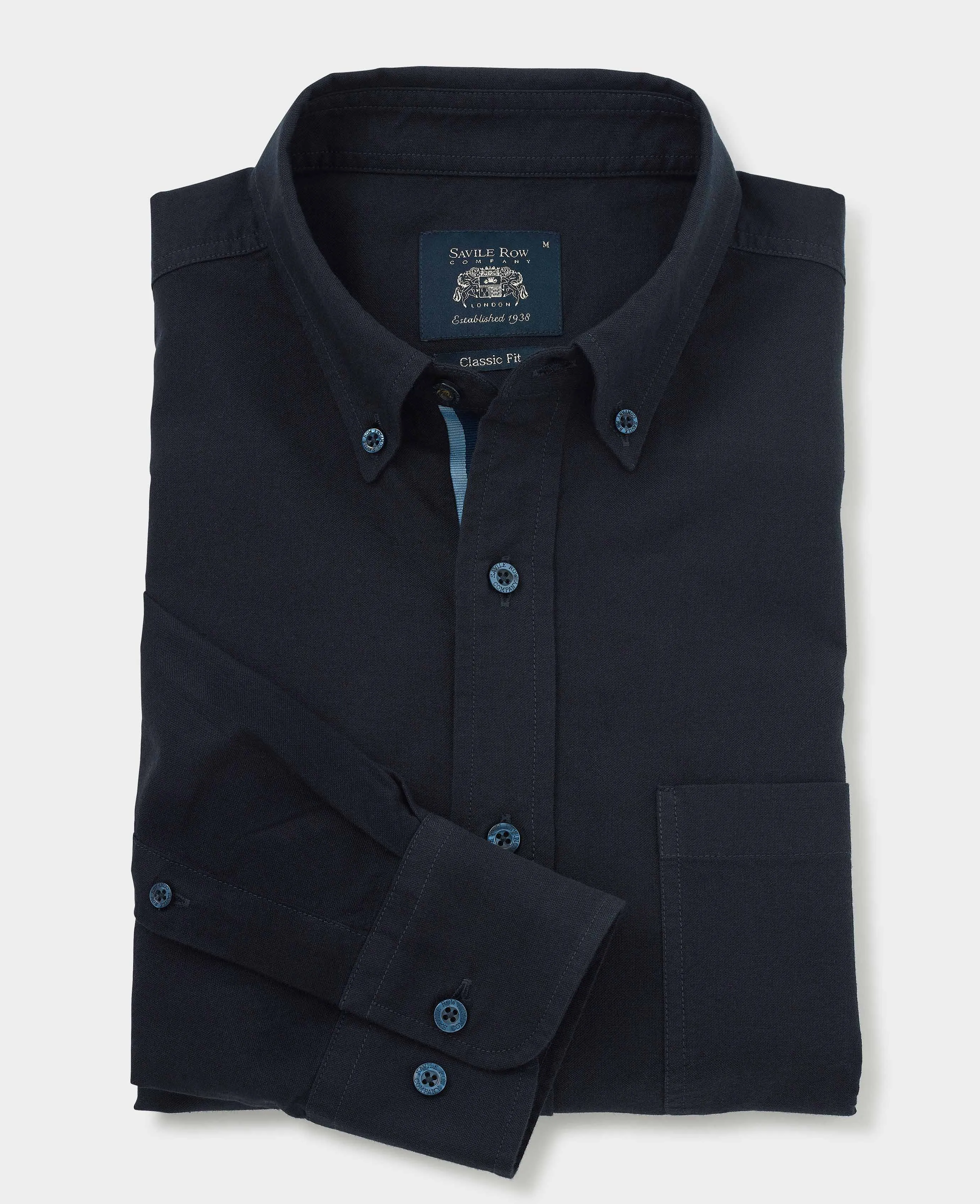 Navy Classic Fit Button-Down Oxford Shirt - Stripe Contrast Detail