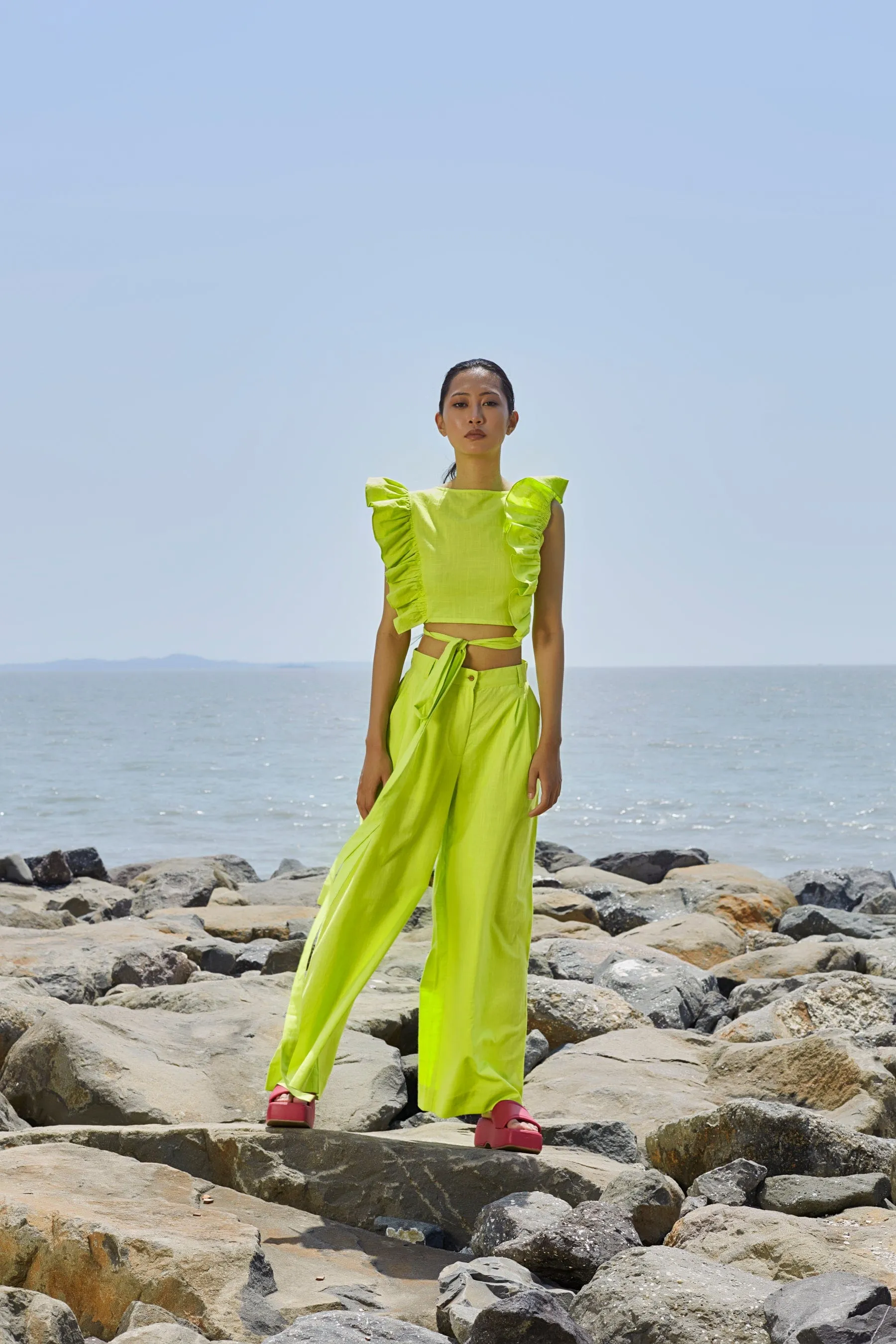 Neon Green High-Waisted Trouser