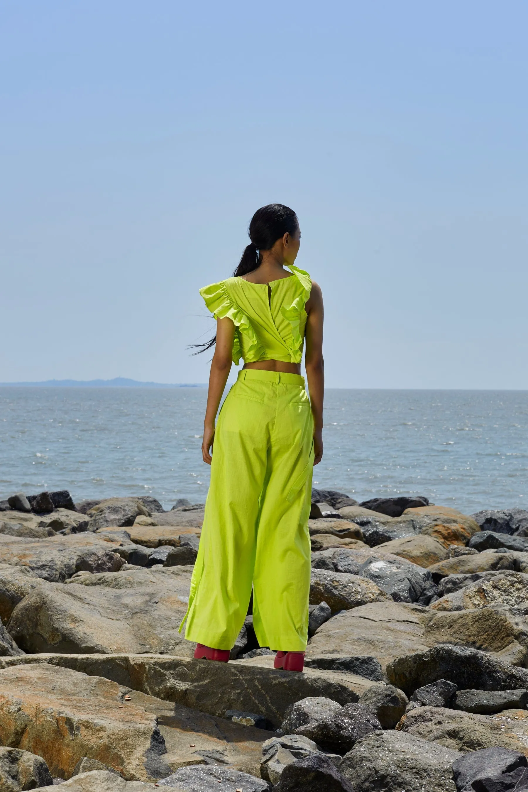 Neon Green High-Waisted Trouser