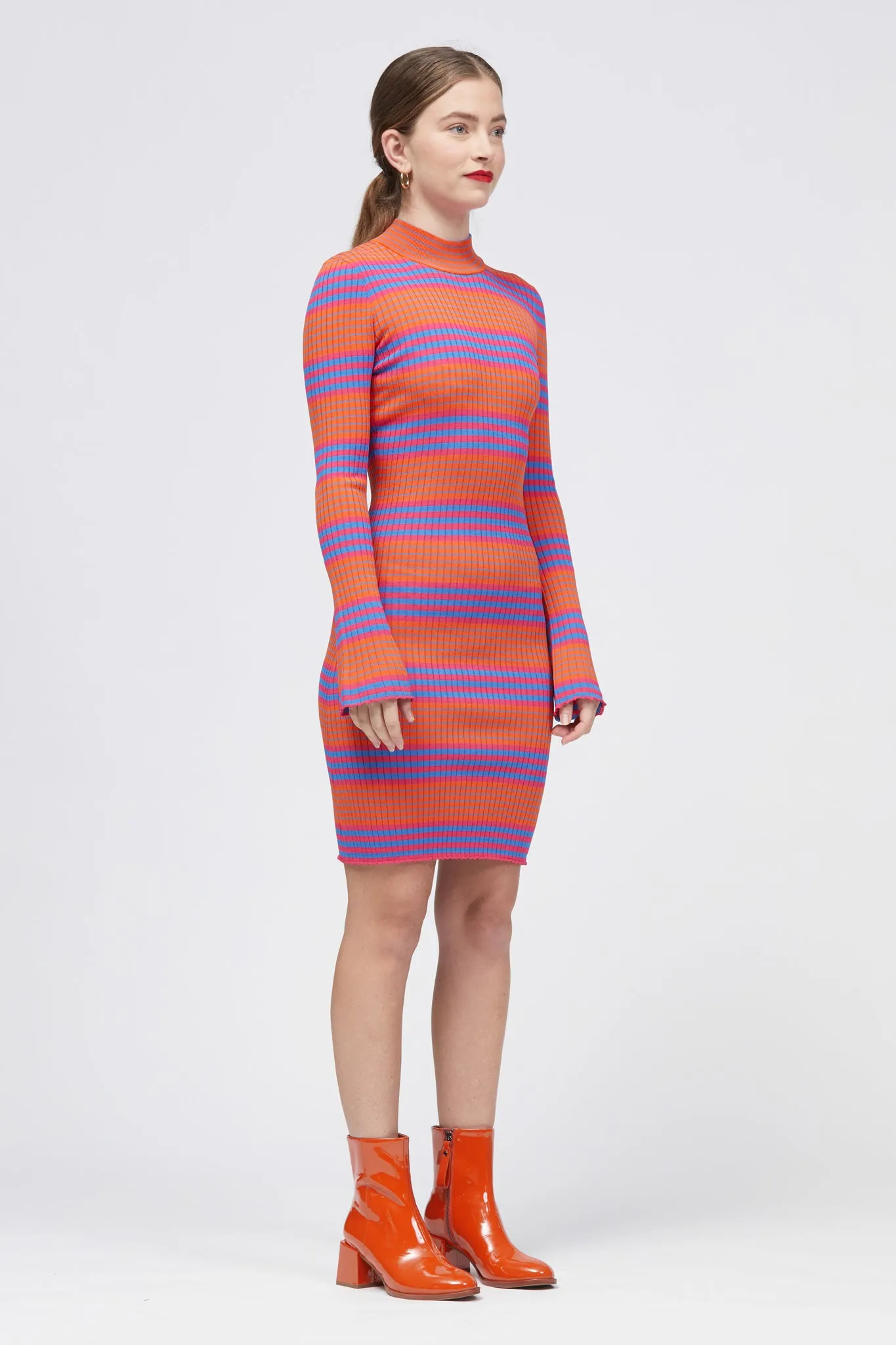 Okna Dress Blue/Pink/Orange Stripe