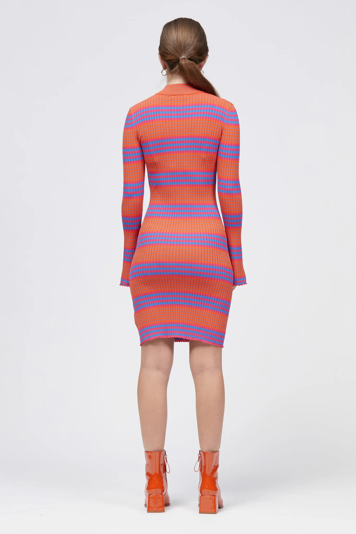 Okna Dress Blue/Pink/Orange Stripe