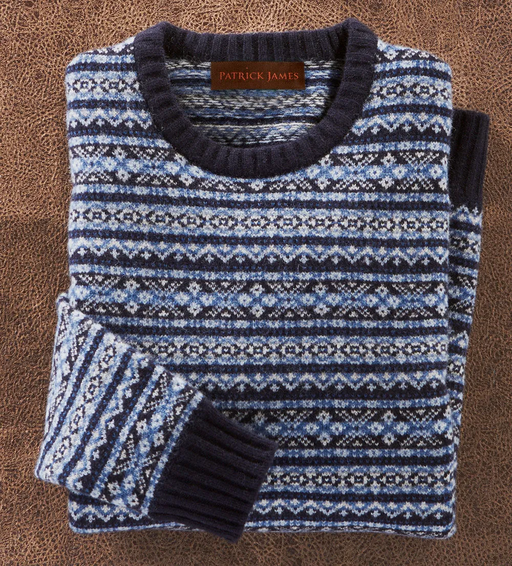 Patrick James Towthorpe Lambswool Fairisle Crew Sweater