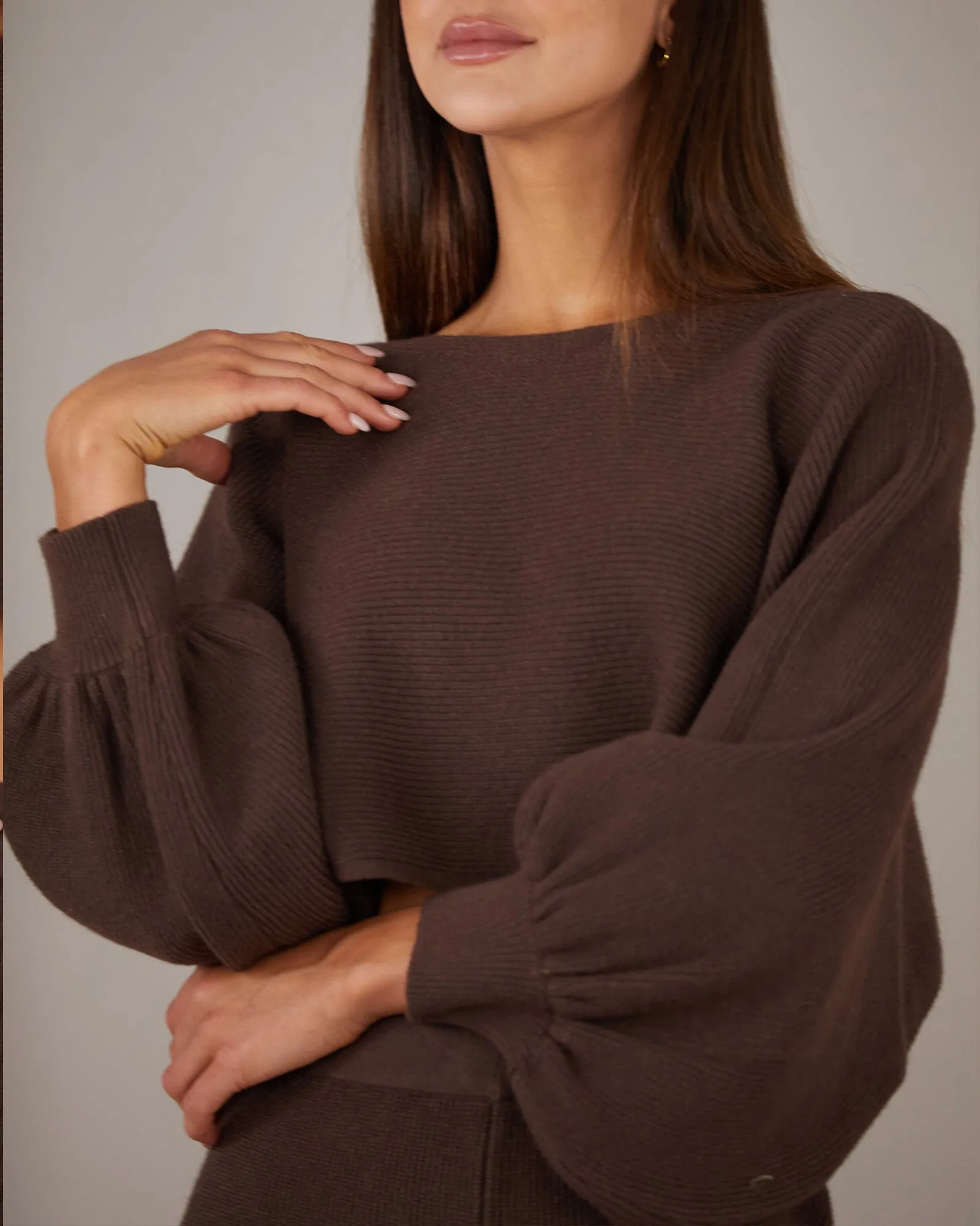 Pinto Knit Shrug Top - Chocolate