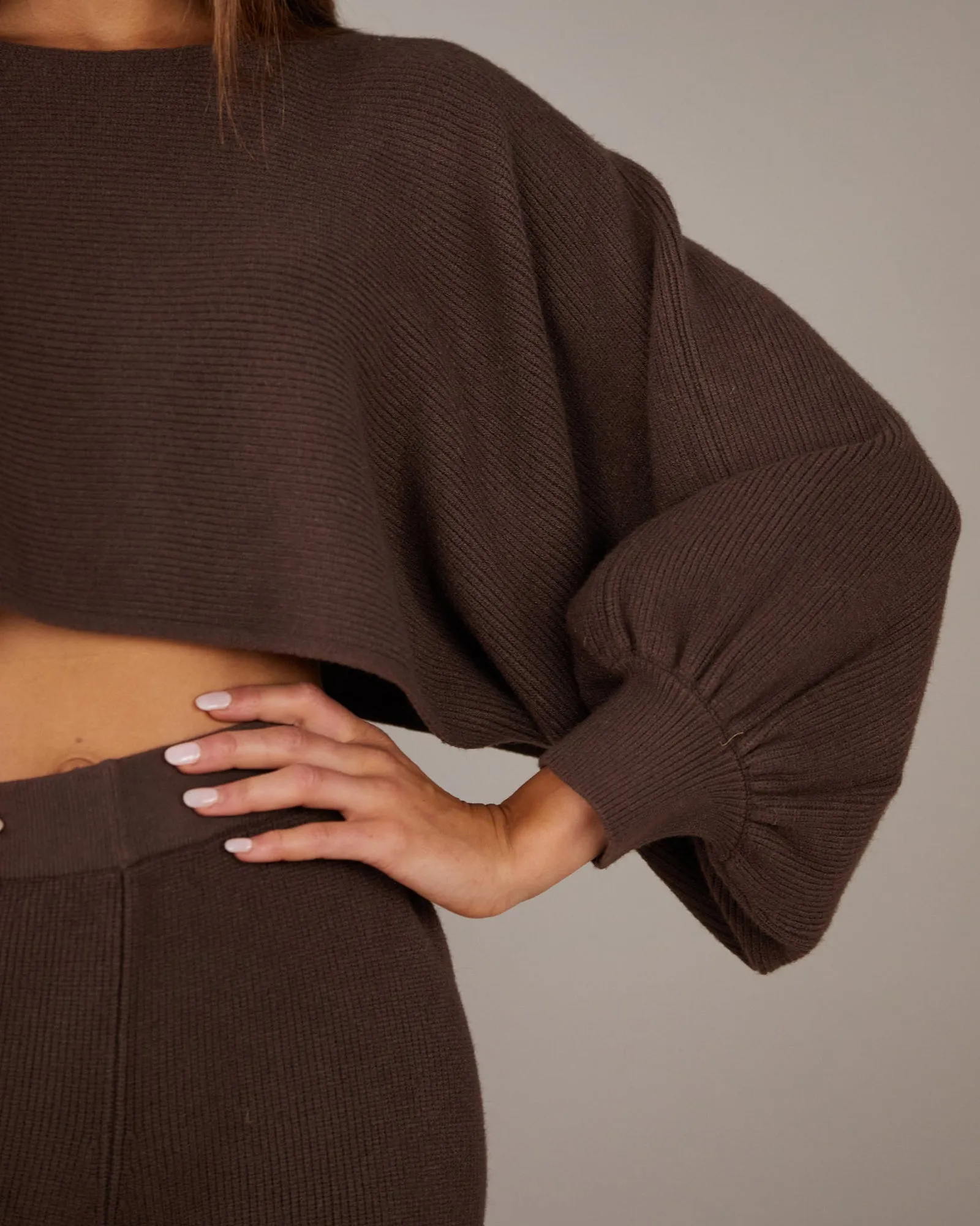 Pinto Knit Shrug Top - Chocolate