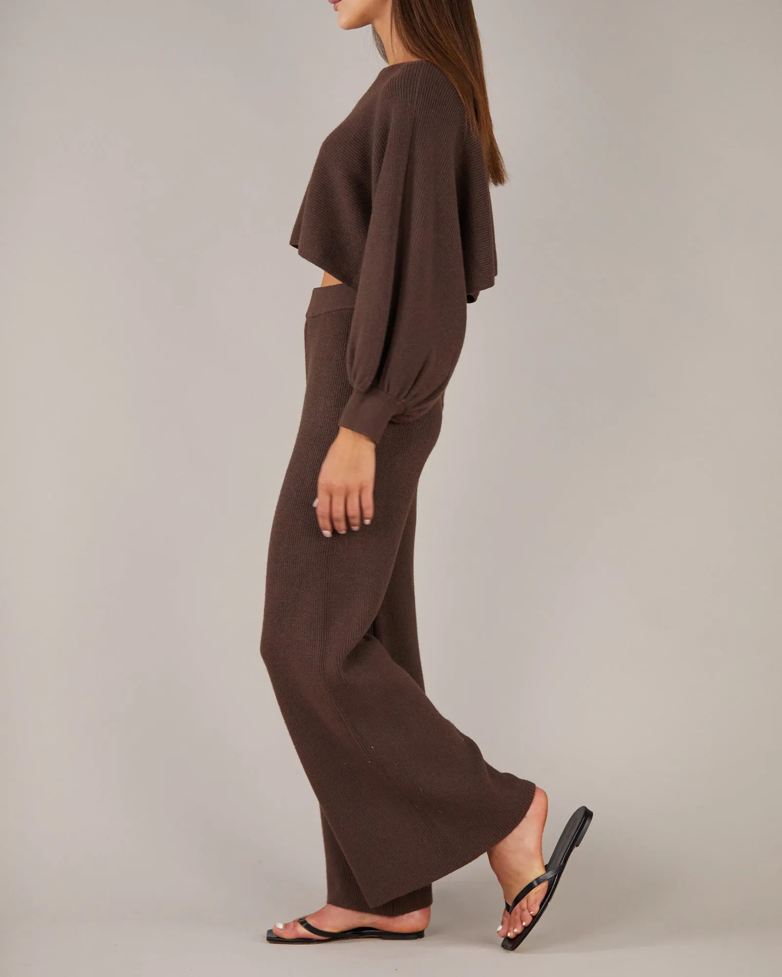 Pinto Knit Shrug Top - Chocolate