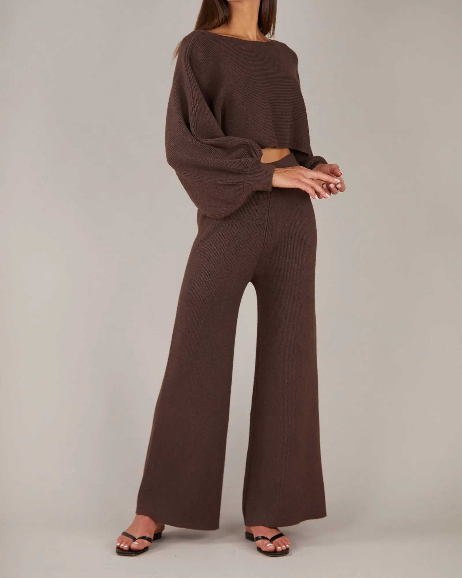 Pinto Knit Shrug Top - Chocolate