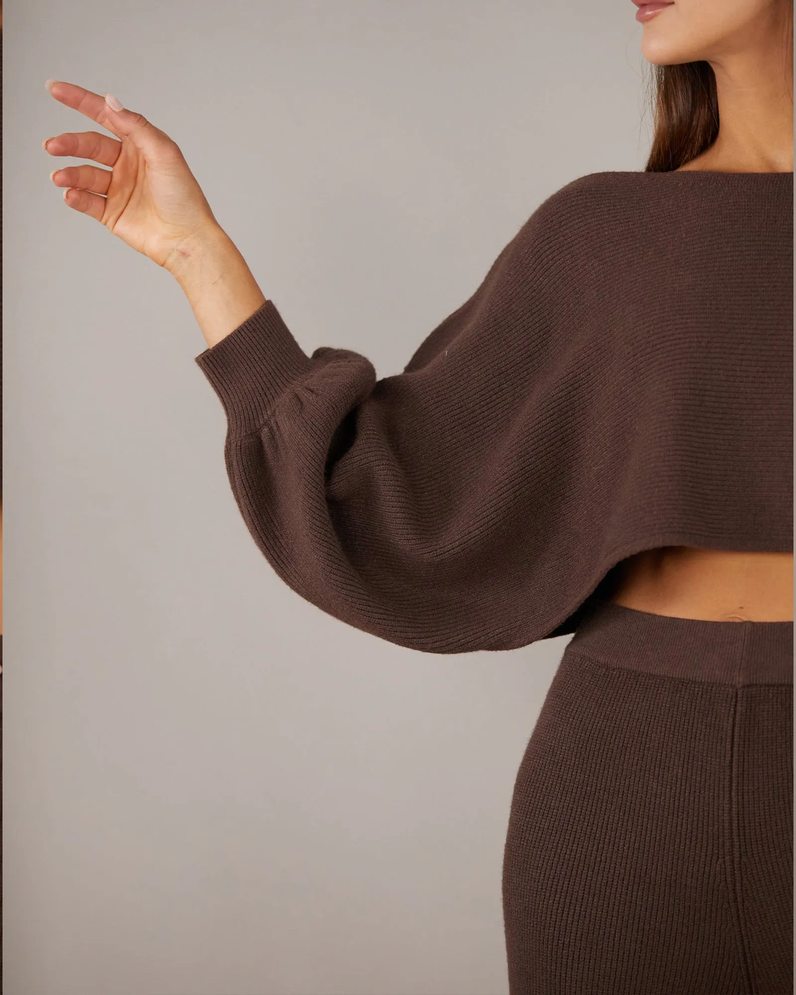 Pinto Knit Shrug Top - Chocolate