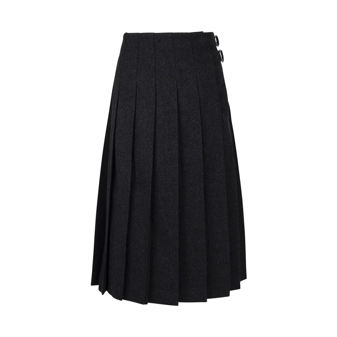 Pleated High-Waist Midi Skirt