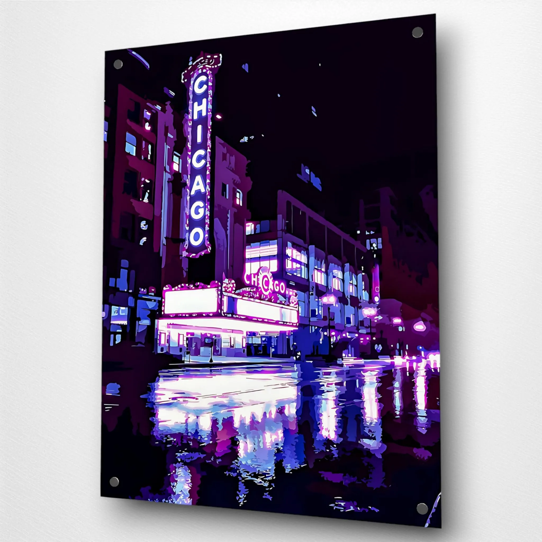 Rainy Chicago (Downtown) Acrylic Wall Art