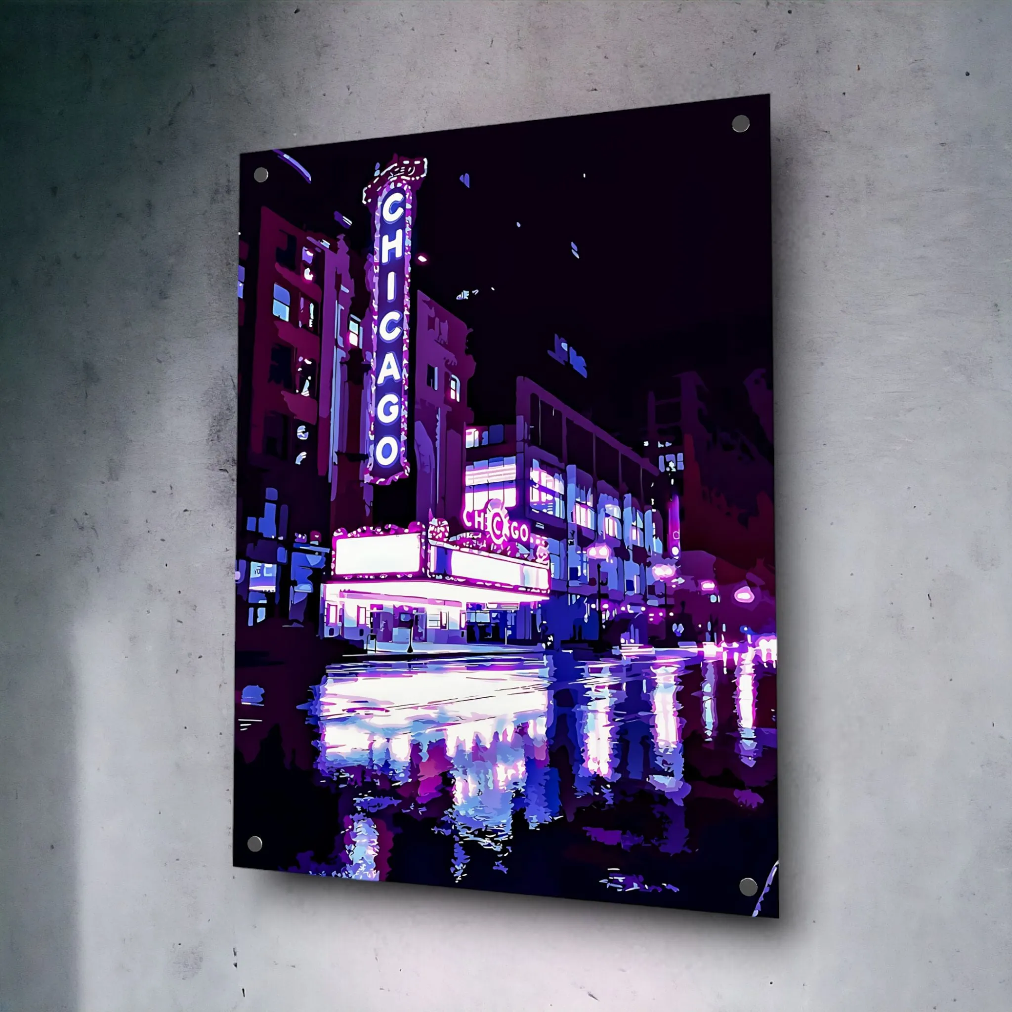 Rainy Chicago (Downtown) Acrylic Wall Art