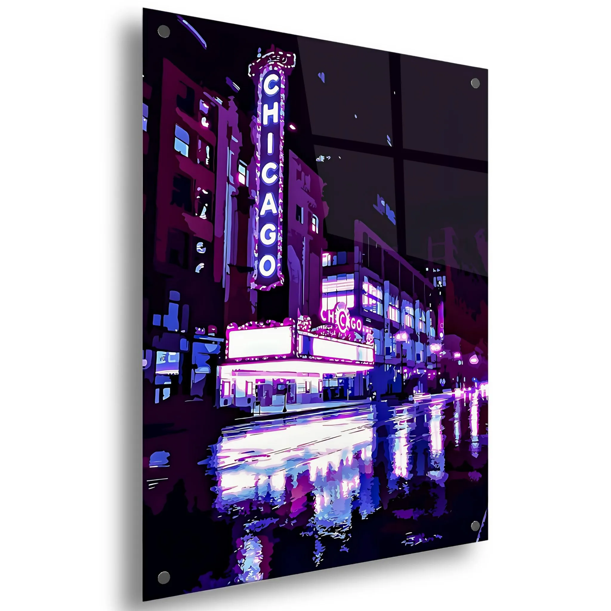 Rainy Chicago (Downtown) Acrylic Wall Art