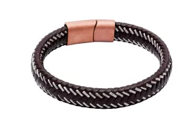 Riverside Brown Leather Stainless Steel Bracelet